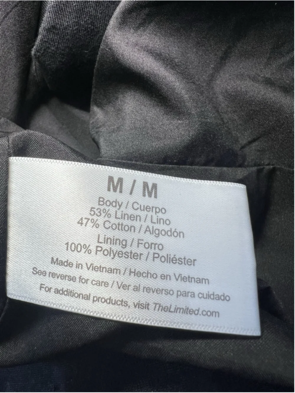 The Limited Blazer Button Front Ruched Sleeve Black Peak Collar Woman Size M